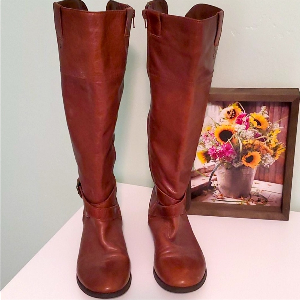 MARC FISHER Knee High Brown Leather Boots,  Size 7